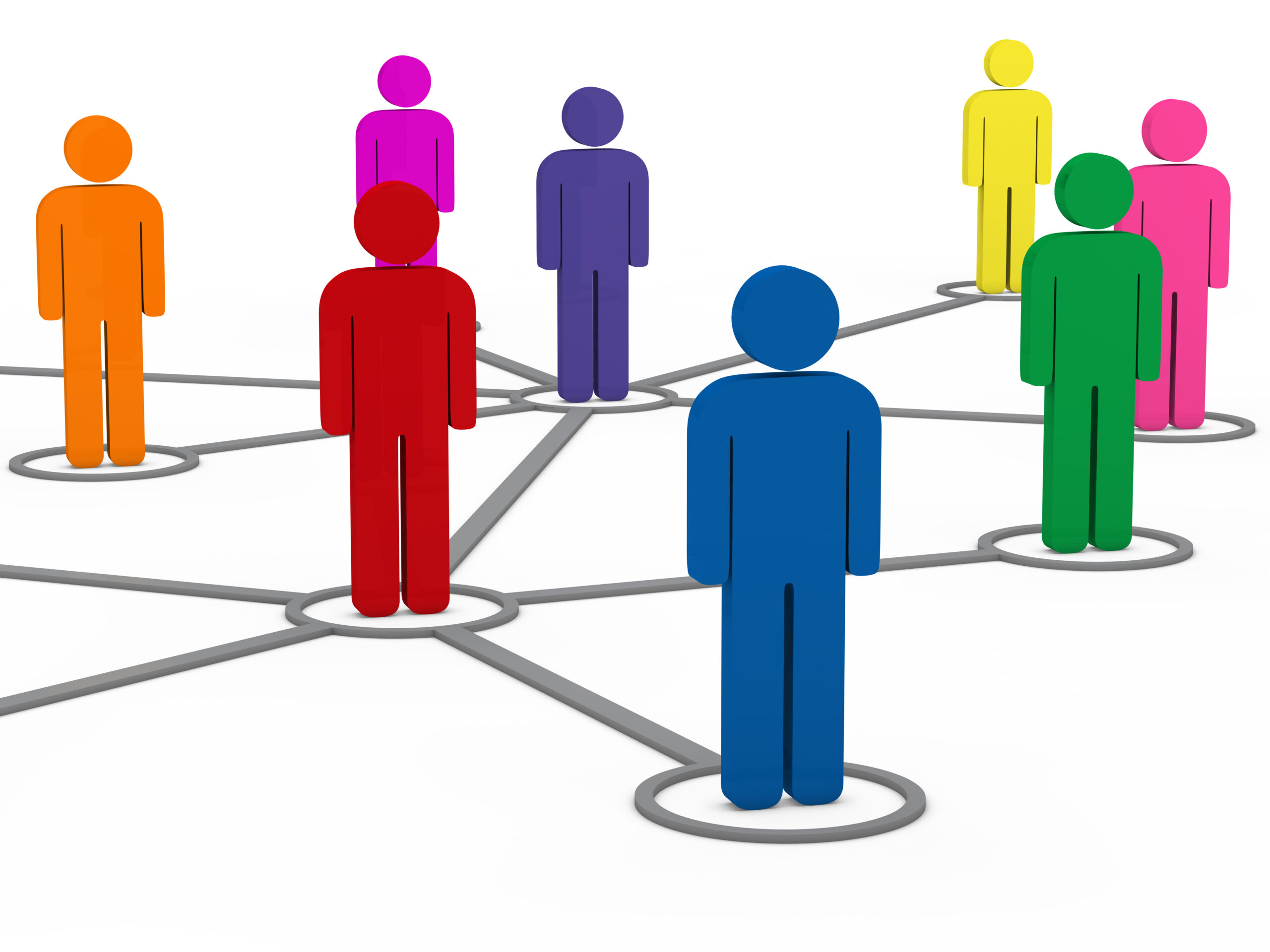 3d social communication people network colorful teamwork